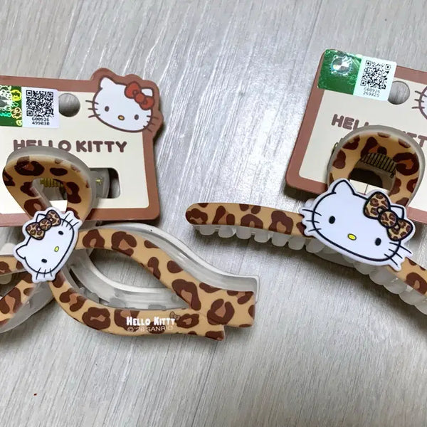 [BUNJANG] Sanrio Hello Kitty Leopard Print Hair Claw Clip (2 Designs) / 산리오 헬로키티 호피 무늬 집게핀 2종류