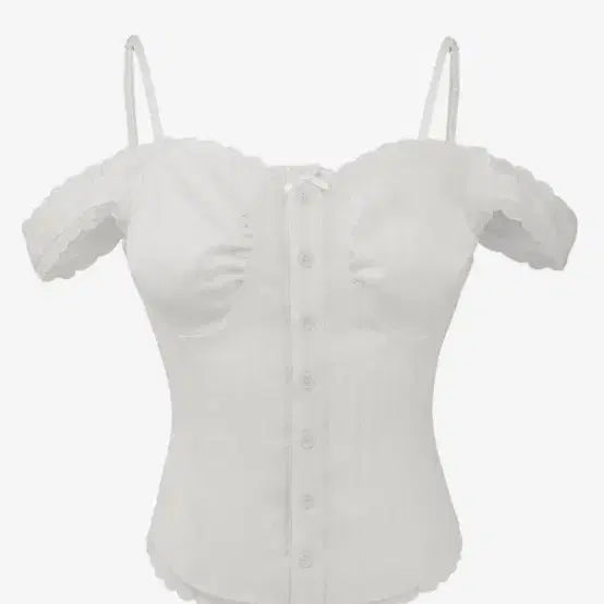 [BUNJANG] Vision Lace Ribbon Blouse - White (Size 1) / 511 비전 레이스 리본 블라우스 화이트 사이즈 1