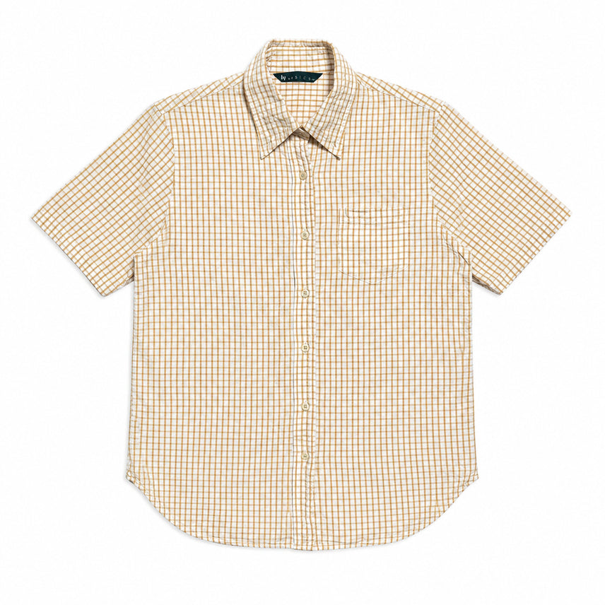 [BUNJANG] Japanese 00s Mori Girl Seersucker Check Short Sleeve Shirt M / JPN 00s 일본 빈티지 Y2K 모리걸 시어서커 체크 반팔 셔츠 M