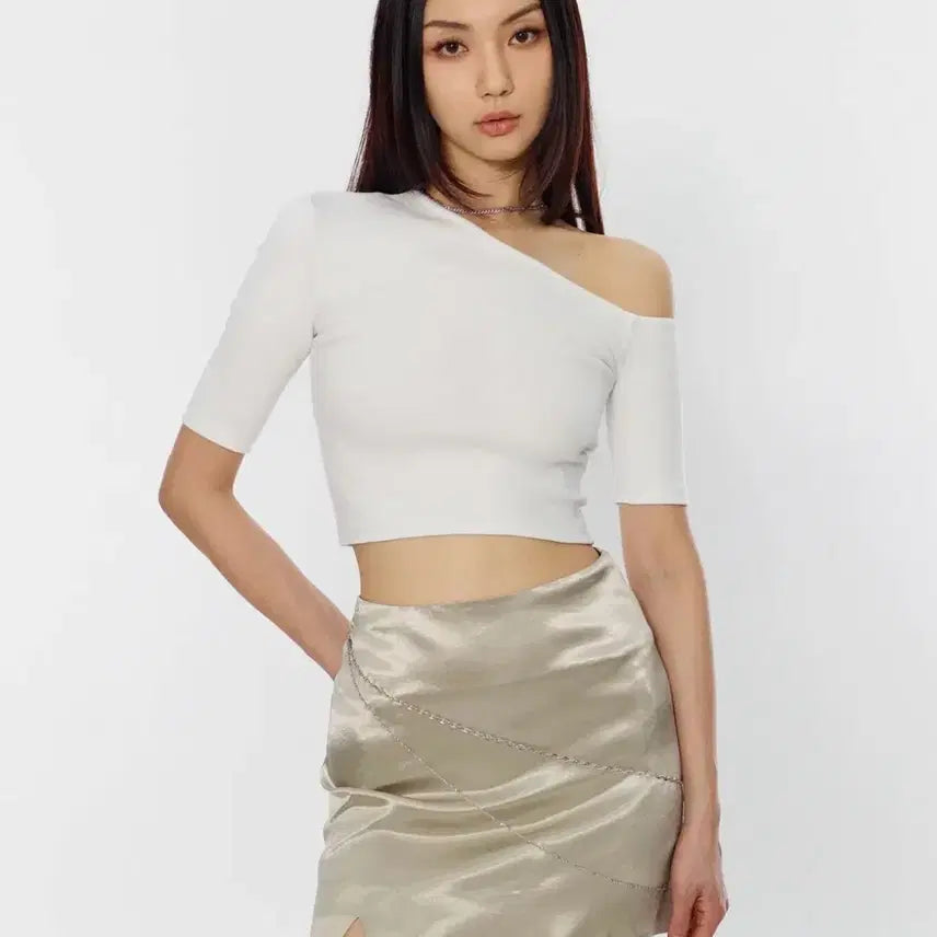 [BUNJANG] Curity C Necklace Layered Cutting Top White / [새상품] 큐리티 커팅탑 _ (white)