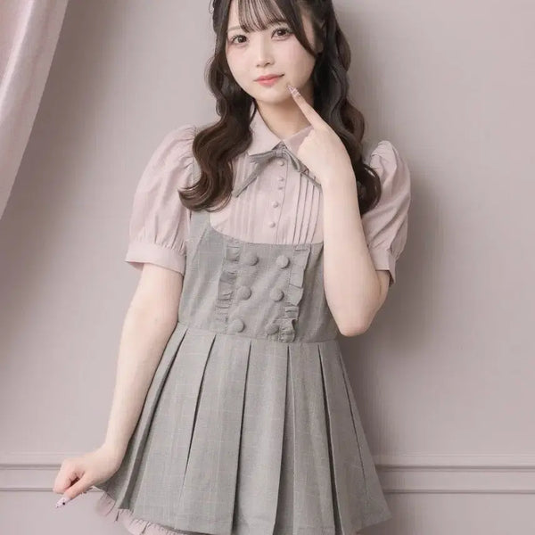[BUNJANG] Pium Color Block Dolli Poly T-Shirt Set-up Pink / pium 피움 요크 배색 돌리 폴리츠 반팔 셋업 핑크