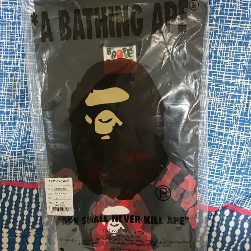 [BUNJANG] BAPE Camo Short Sleeve T-Shirt Black/Red L / 베이프 카모 반팔 티셔츠 블랙/레드 L