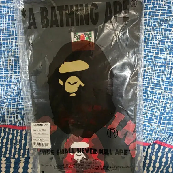 [BUNJANG] BAPE Camo Short Sleeve T-Shirt Black/Red L / 베이프 카모 반팔 티셔츠 블랙/레드 L
