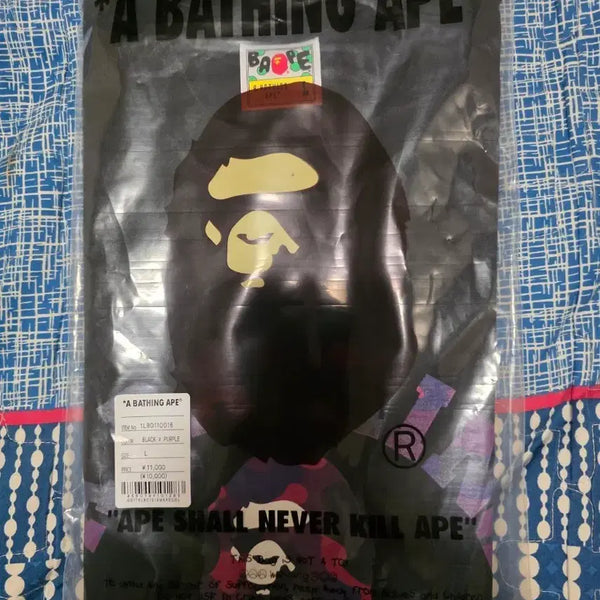 [BUNJANG] BAPE APE HEAD Short Sleeve T-Shirt Black Purple / 베이프 APE HEAD 반팔 티셔츠 블랙 퍼플