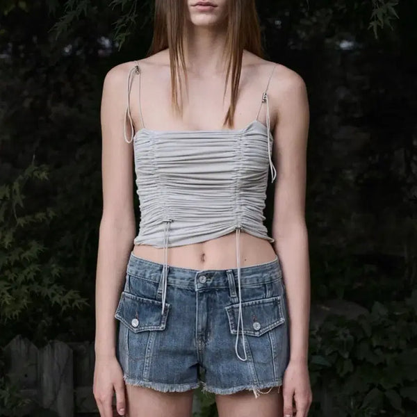 [BUNJANG] Bohemian Seoul Shirring String Sleeveless Top / 보헤미안서울 셔링스트링 슬리브리스 탑