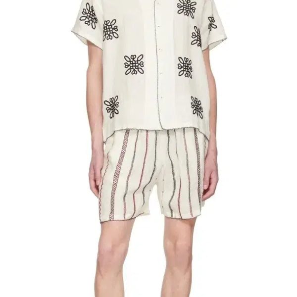 [BUNJANG] Harago Linen Embroidered Shorts / 하라고 린넨 자수 반바지