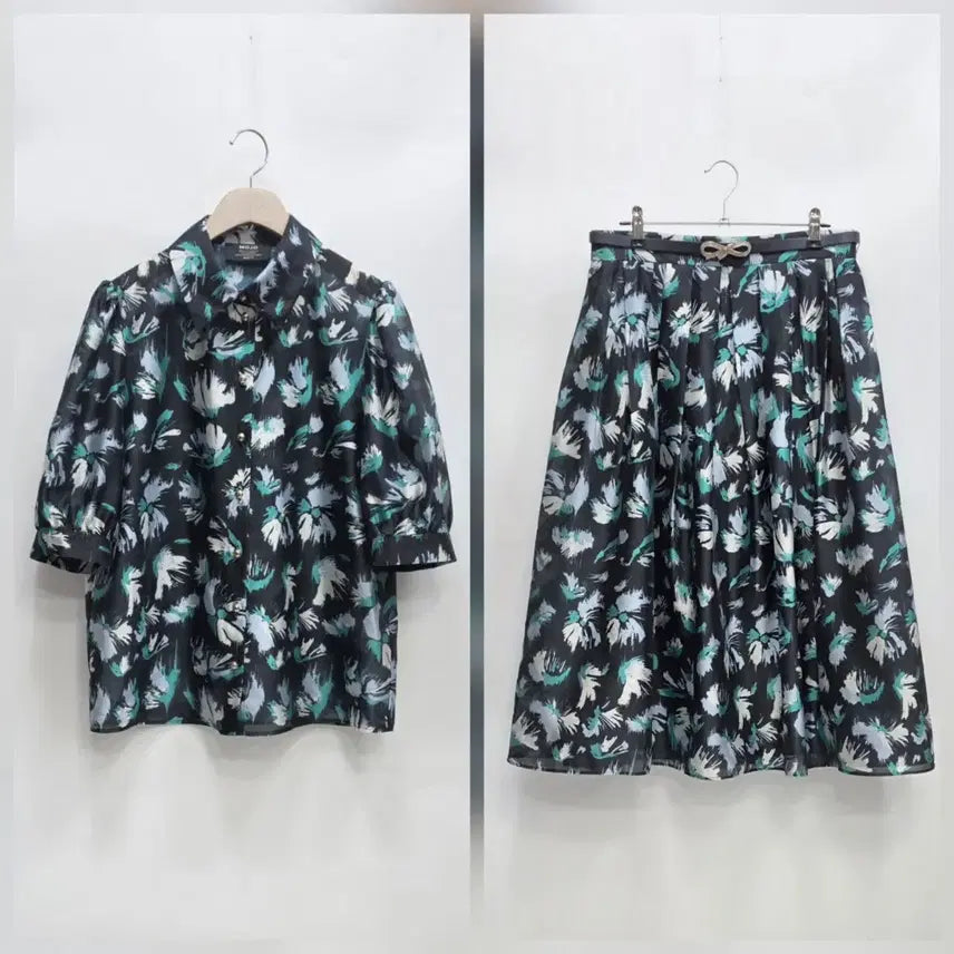 [BUNJANG] Mojo S.phine Chiffon Volume Blouse & Pintuck Belted Skirt Set / 모조에스핀 쉬폰 볼륨 블라우스 핀턱 벨티드 스커트 셋업 (26년)