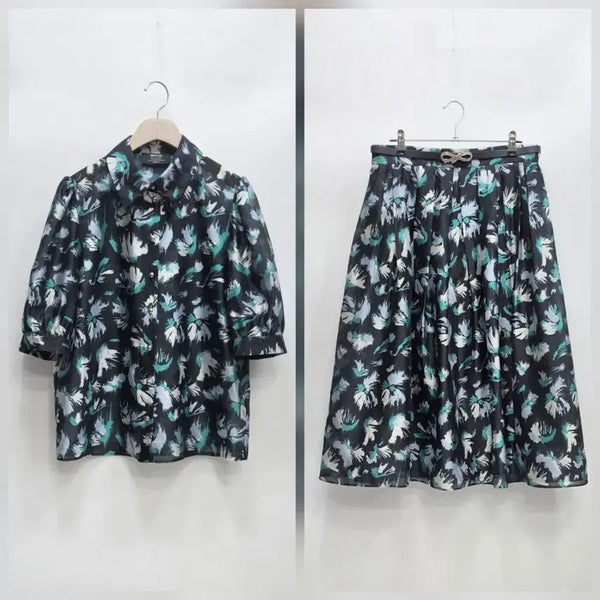 [BUNJANG] Mojo S.phine Chiffon Volume Blouse & Pintuck Belted Skirt Set / 모조에스핀 쉬폰 볼륨 블라우스 핀턱 벨티드 스커트 셋업 (26년)