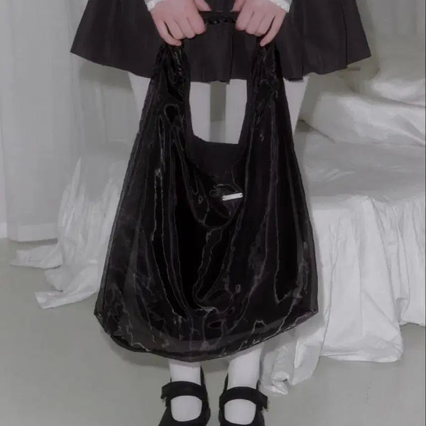 [BUNJANG] Sheer Hobo Bag (Black) / 시스루 호보백(블랙)