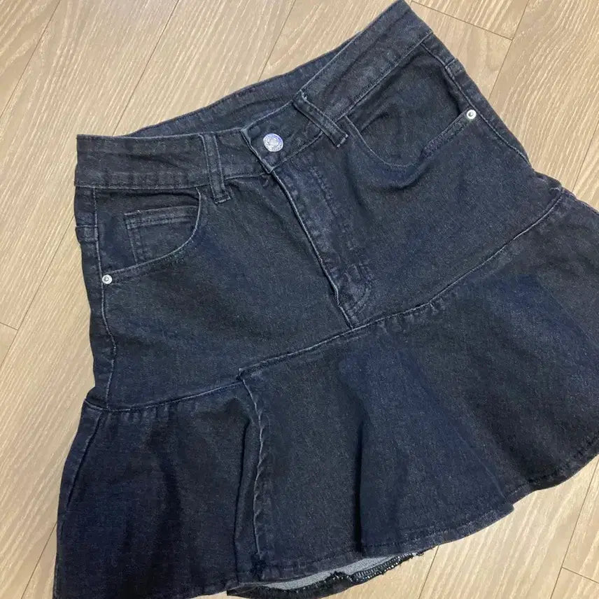 [BUNJANG] Black Denim Mini Skirt / 블랙 데님 미니스커트 청치마
