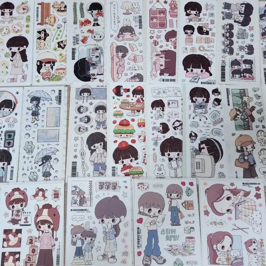 [BUNJANG] Bebe Creamy Crumbs Moody Club Sticker Set - 90 pcs / 다꾸 씰스 씰스티커 일괄 90장 판매 처분 베베 크리미크럼즈 무디클럽