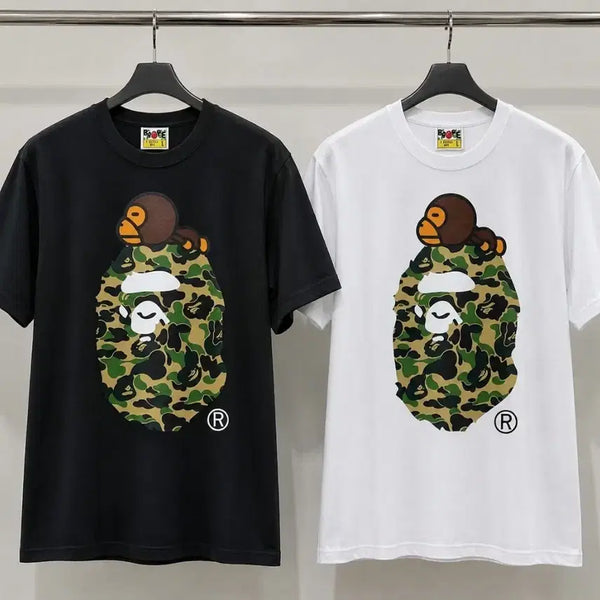 [BUNJANG] BAPE Camo Monkey Short Sleeve T-Shirt Black/White S-2XL / 베이프 카모몽키 반팔티 블랙/화이트 S~2xl