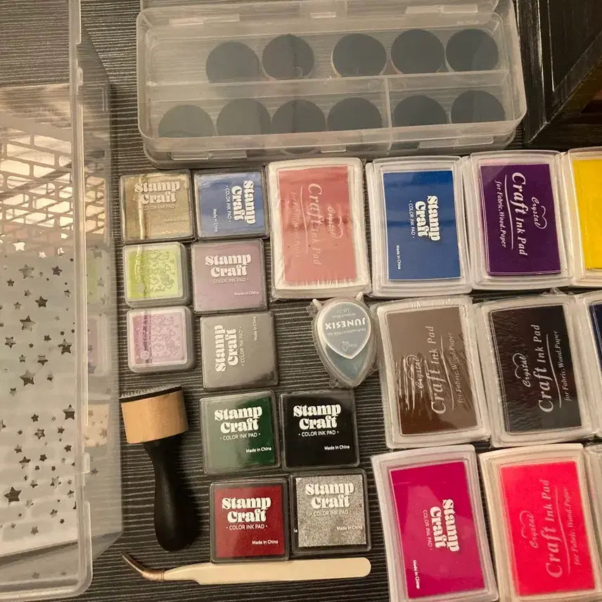 [BUNJANG] Vintage Scrapbooking Supplies Ink Pad Stencils Tools Bundle / 빈티지다꾸 잉크패드 스텐실 각종도구