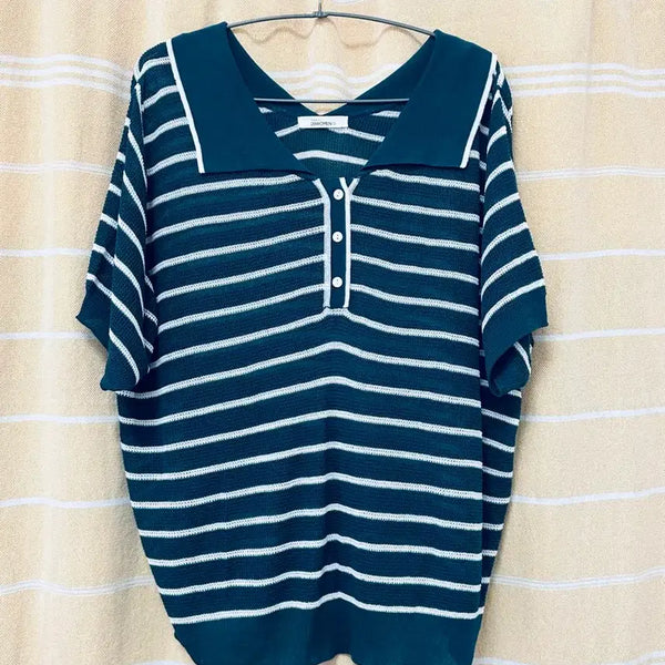 [BUNJANG] Sailor Collar Striped Knit / 세일러 카라 단가라 니트