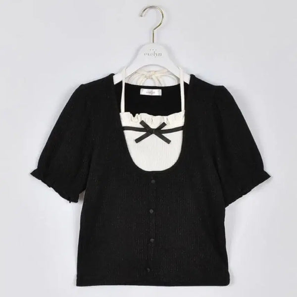 [BUNJANG] Eblin Neck Ribbon Top / 에블린 넥 리본 탑스 상의