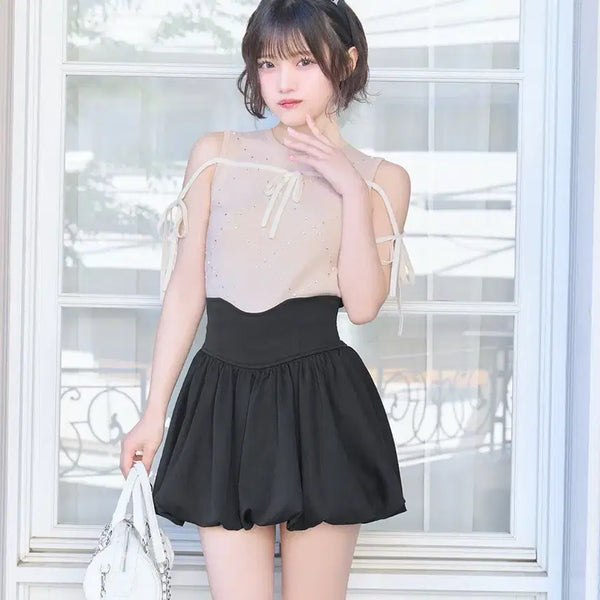 [BUNJANG] Michelle Macaron Balloon Skirt - Black / 미셸마카롱 미각 벌룬 스커트 F 블랙 양산형 지뢰계 걸리계 스나계 일브