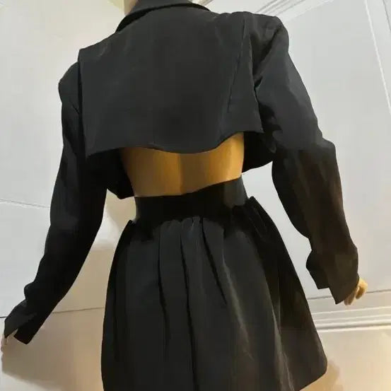 [BUNJANG] Black Backless Jacket and Skirt Set / 블랙 백리스 재킷 스커트 세트