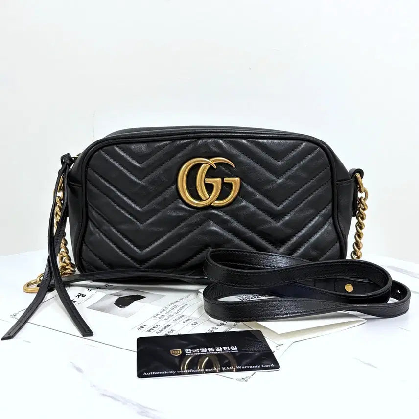[BUNJANG] Gucci GG Marmont Small Crossbody Shoulder Bag Black (447232) / [감정완료] 구찌 GG 마몽 스몰 크로스백 숄더백 블랙 (447632)