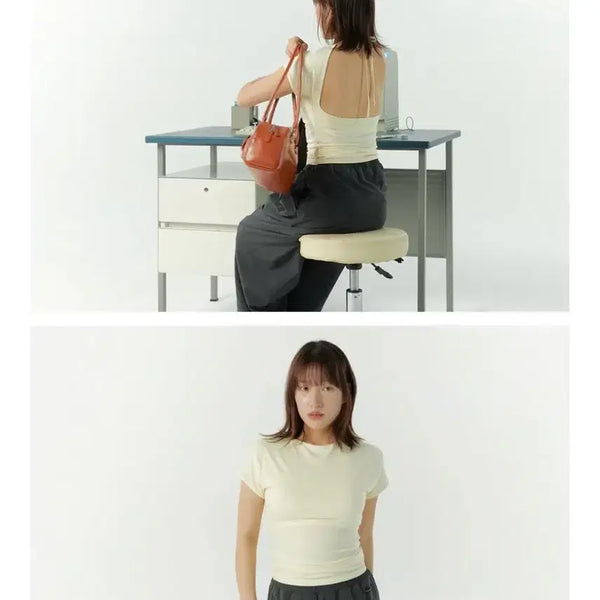 [BUNJANG] Movewarm Back Tie Top - Cream, Size M / 무브웜 백 타이 탑 back tie top - 크림 M