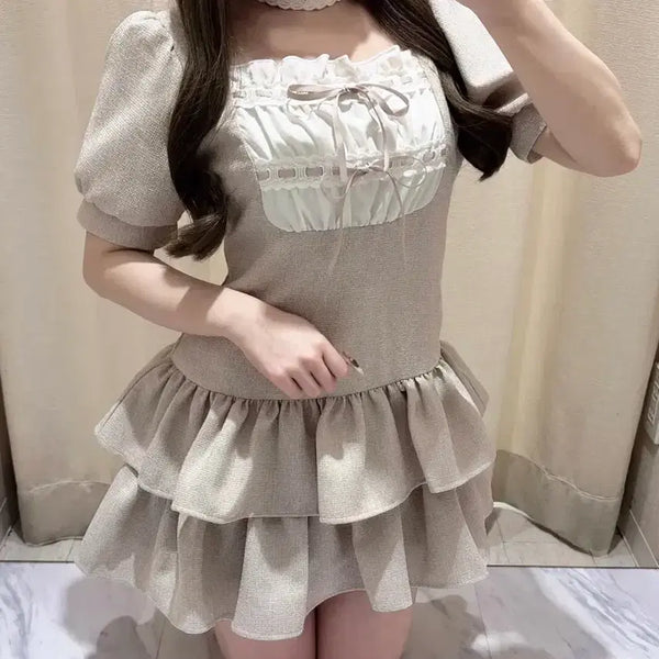 [BUNJANG] Evelyn Tiered Dress with Choker - Pink / evelyn 에블린 초커가 달린 티어드 원피스 핑크 양산형 지뢰계 스나계