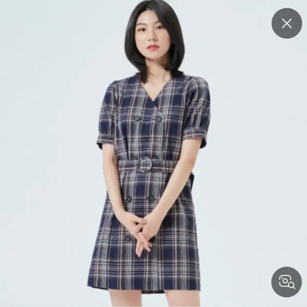 [BUNJANG] Mixxo Checked Belted Dress / 미쏘 체크무늬 벨트 원피스