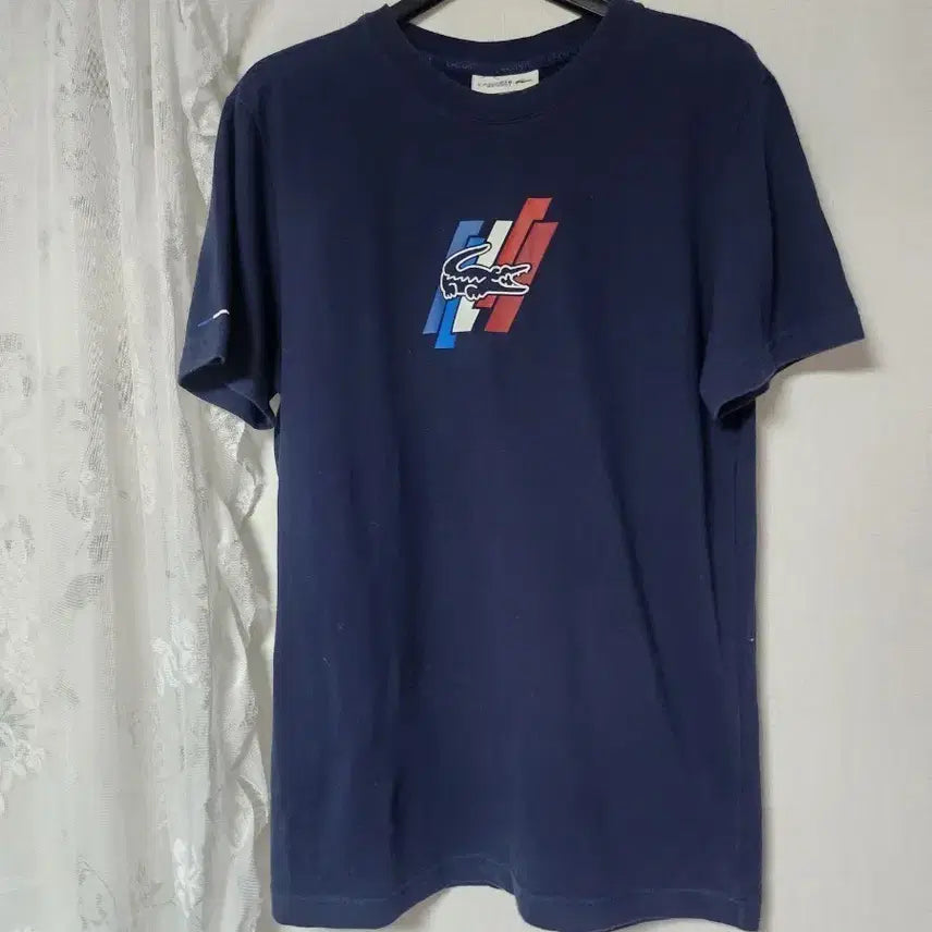 [BUNJANG] Lacoste Short Sleeve T-Shirt Navy French Flag Logo / 라코스테 반팔티 네이비 프랑스 국기 로고