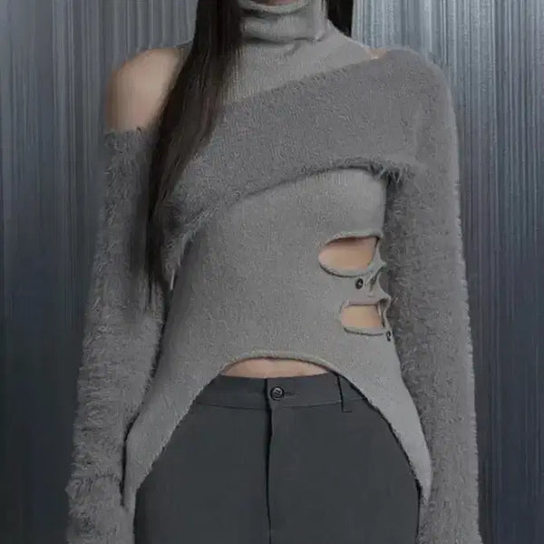 [BUNJANG] ETEO SAME Cutout Halter Layered Knit / 에트오소메 컷아웃 홀터 레이어드니트