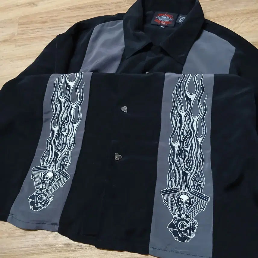 [BUNJANG] Dragonfly Skull Short Sleeve Shirt / 드래곤플라이 스컬 반팔 셔츠 남방 스트릿 남녀공용