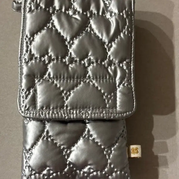 [BUNJANG] Clover Shop 3-Slot Heart Padded Pen Case / 만년필 파우치 펜케이스 3구 클로버상점 하트 실버 패딩