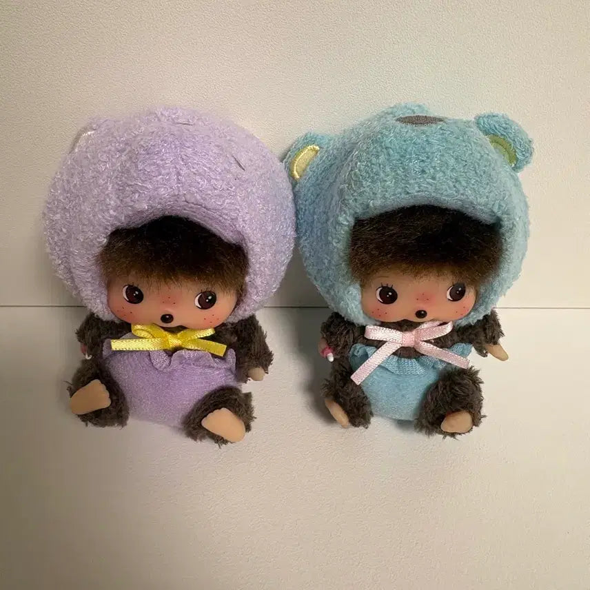 [BUNJANG] Monchhichi Animal Babychichi SS Cat Keychain Purple, Blue / 몬치치 애니멀 베비치치 SS 캣 키 체인 퍼플, 블루 키링 인형