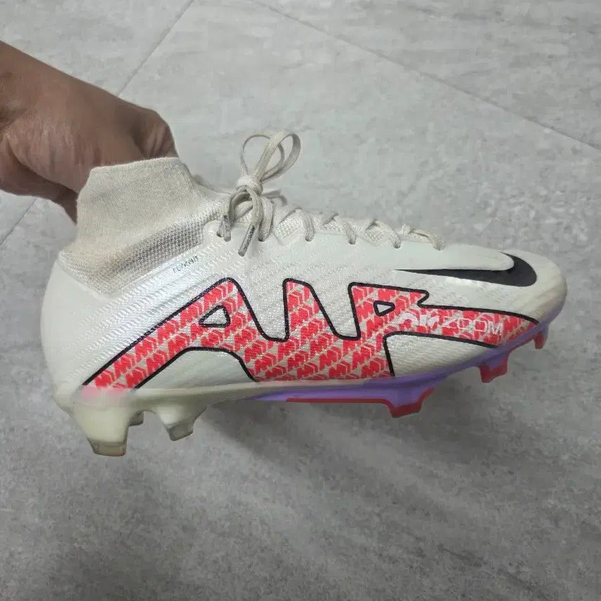 [BUNJANG] Nike Zoom Mercurial Superfly 9 Elite FG White Bright Crimson / [245] 나이키 줌 머큐리얼 슈퍼플라이 9 엘리트 FG 화이트 브라이트