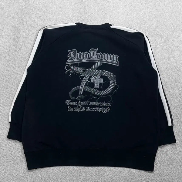 [BUNJANG] Dogtown Dragon Graphic Sweatshirt Black XL / 도그타운 Dog town 드래곤 그래픽 맨투맨 블랙