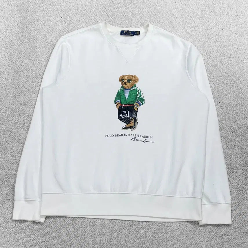 [BUNJANG] Polo Ralph Lauren Bear Crewneck Sweatshirt White L / 폴로 랄프로렌 베어 크루넥 맨투맨 화이트