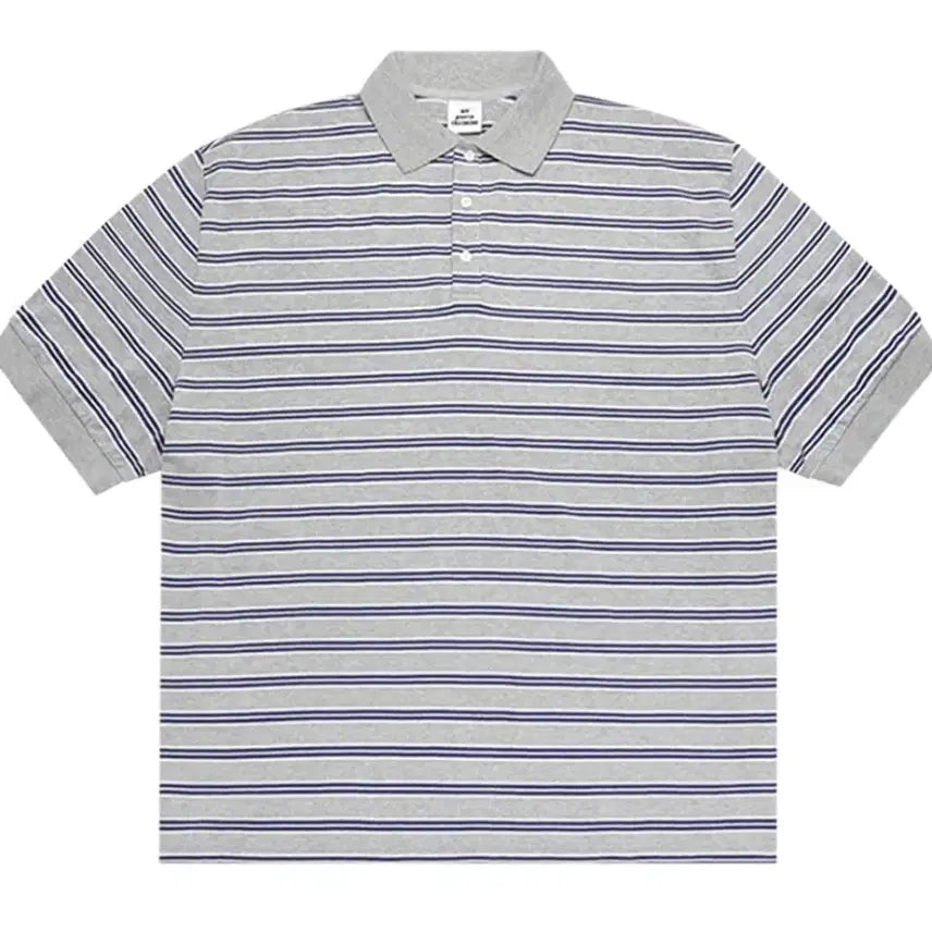 [BUNJANG] MJT Oversized Striped Polo Melange Grey / 엠제이디 오버사이즈 스트라이프 폴로 멜란지 그레이 s