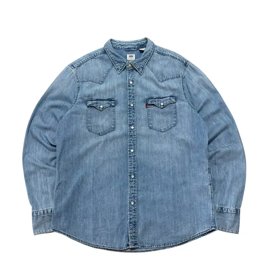 [BUNJANG] Levi's Light Wash Denim Western Shirt / 리바이스 연청 데님 웨스턴셔츠