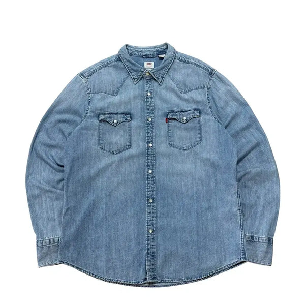 [BUNJANG] Levi's Light Wash Denim Western Shirt / 리바이스 연청 데님 웨스턴셔츠
