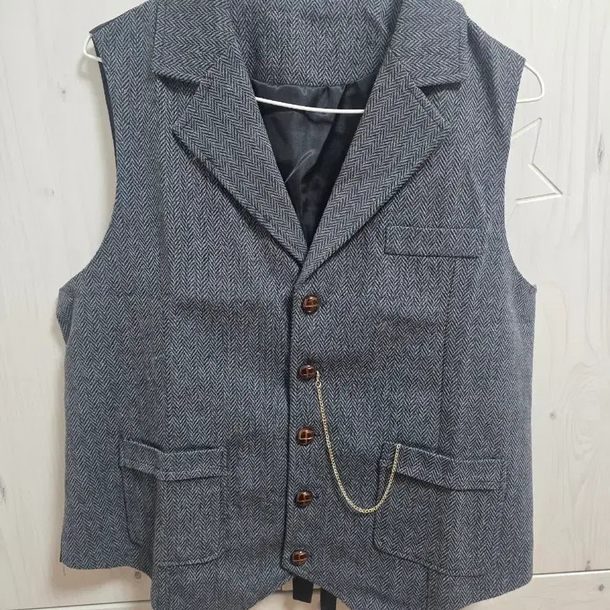 [BUNJANG] Men's Tweed Lapel Vest / 남성용 트위드 수트 라펠 조끼