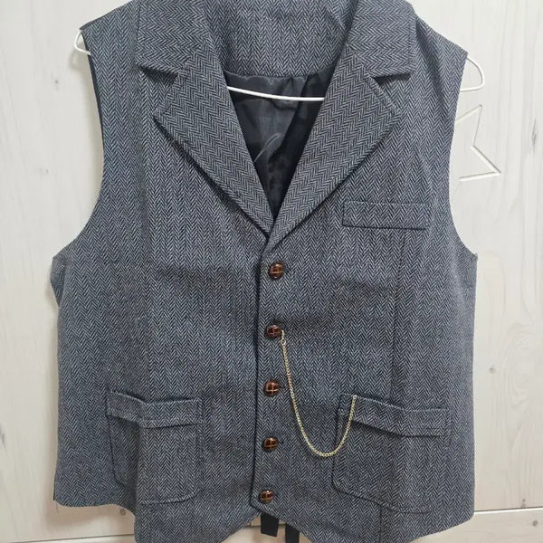 [BUNJANG] Men's Tweed Lapel Vest / 남성용 트위드 수트 라펠 조끼