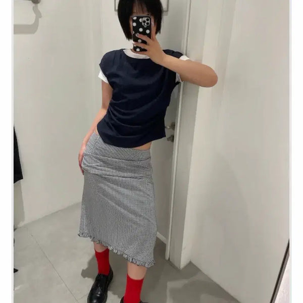 [BUNJANG] 8seconds Boat Neck Slim Blouse Navy / 에잇세컨즈 보트넥 슬림 블라우스 네이비