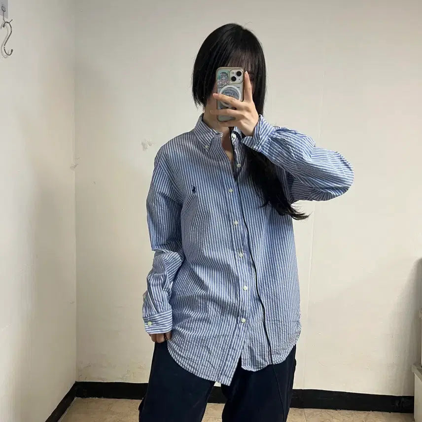 [BUNJANG] Polo Ralph Lauren Blue Seersucker Shirt / 폴로 블루 시어서커 셔츠