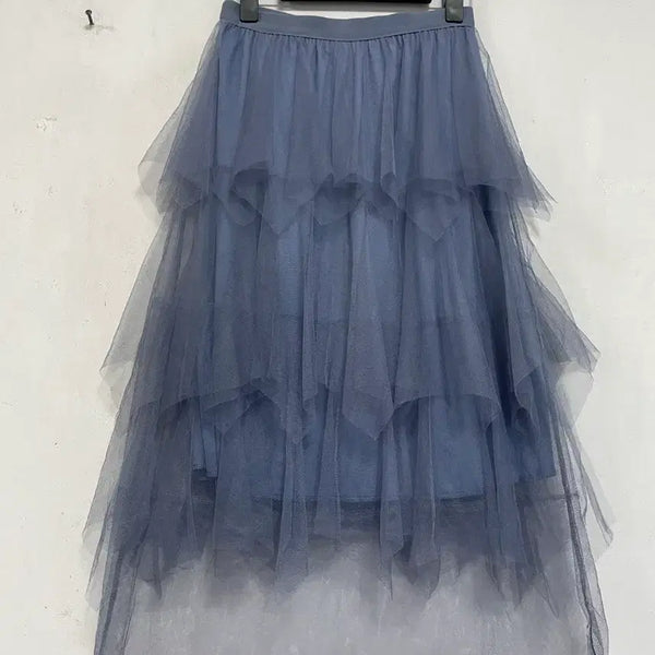 [BUNJANG] Mesh Tiered Long Skirt / 특가새)N6712 망사 캉캉 롱 스커트.샤 스커트