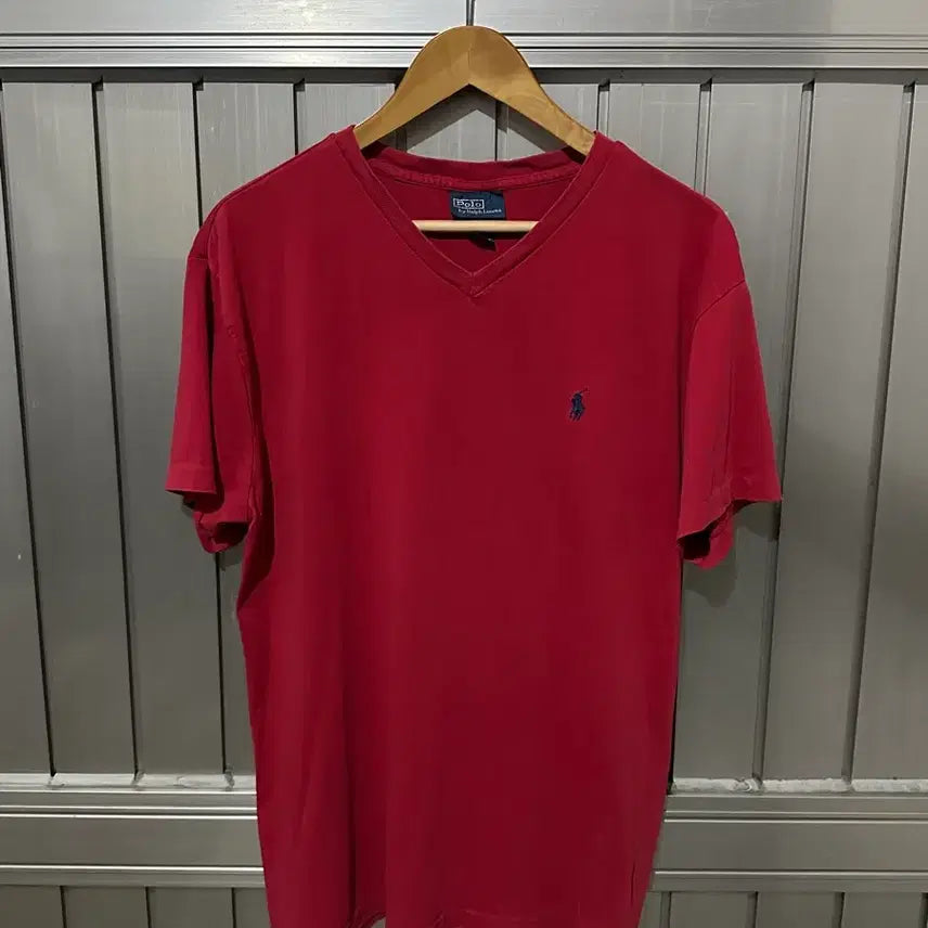 [BUNJANG] Polo Ralph Lauren Classic Red V-Neck Short Sleeve T-Shirt / 폴로 랄프로렌 클래식 레드 브이넥 반팔 티셔츠