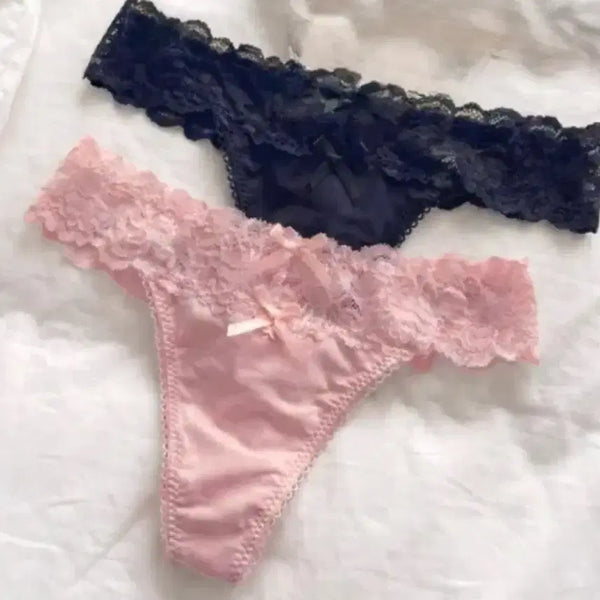 [BUNJANG] Silk Lace Women's Panties Set with Stockings / 중고 실크 레이스 여성 팬티 2장 세트 + 스타킹
