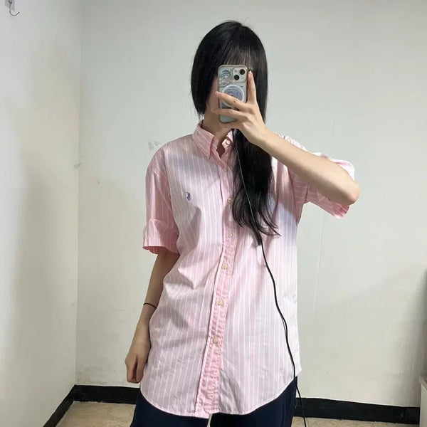 [BUNJANG] Polo Ralph Lauren Pink Stripe Button-Up Shirt / 폴로 핑크 스트라이프 셔츠