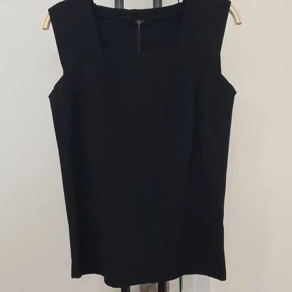 [BUNJANG] Jigott Black Sleeveless Knit Top Square Neck Size 55 New With Tags / 지고트 블랙 스퀘어넥 민소매 니트 탑 55사이즈 택달린새제품