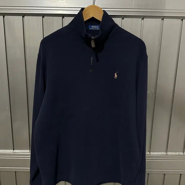 [BUNJANG] Polo Ralph Lauren Navy Cotton Half-Zip Sweater Knit / 폴로 랄프로렌 네이비 코튼 하프집업 스웨터 니트