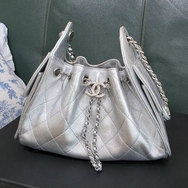 [BUNJANG] Chanel-style 25 Bag Silver Mini Shoulder Bag / 샤넬st 25백 실버 미니
