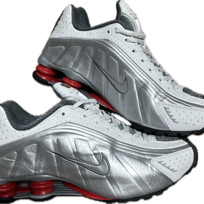 [BUNJANG] Nike Shox R4 Metallic Silver Comet Red Shoes / 나이키 샥스 r4 메탈릭 실버 코멧 레드 275