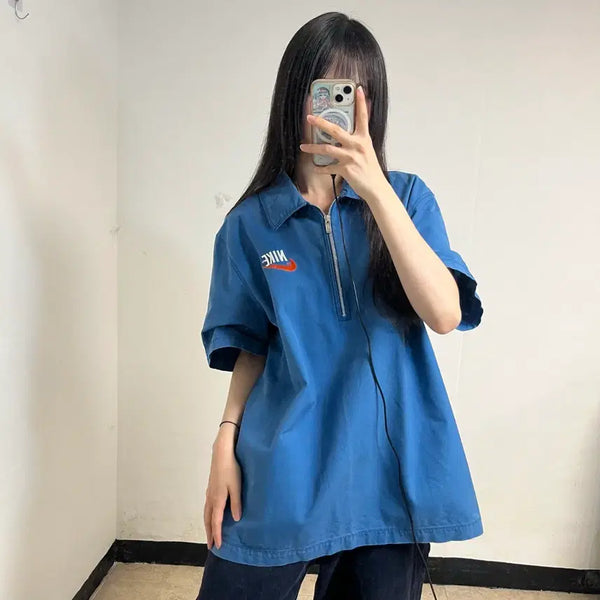 [BUNJANG] Nike Blue Short Sleeve Anorak XL / 나이키 블루 반팔 아노락