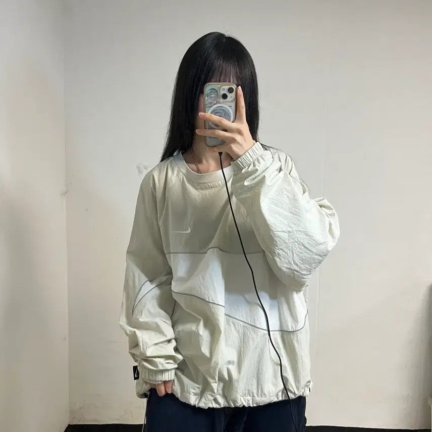 [BUNJANG] Nike Ivory Big Swoosh Warm-Up Jacket / 나이키 아이보리 빅스우시 웜업